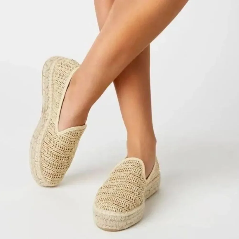 La Canadienne Clay Rattan Platform Espadrille Loafers Flats Size38 Us 8 New $250